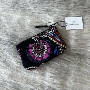 New VERA BRADLEY Bandana Swirl Coin Purse Card Holder Black Pink Blue Paisley